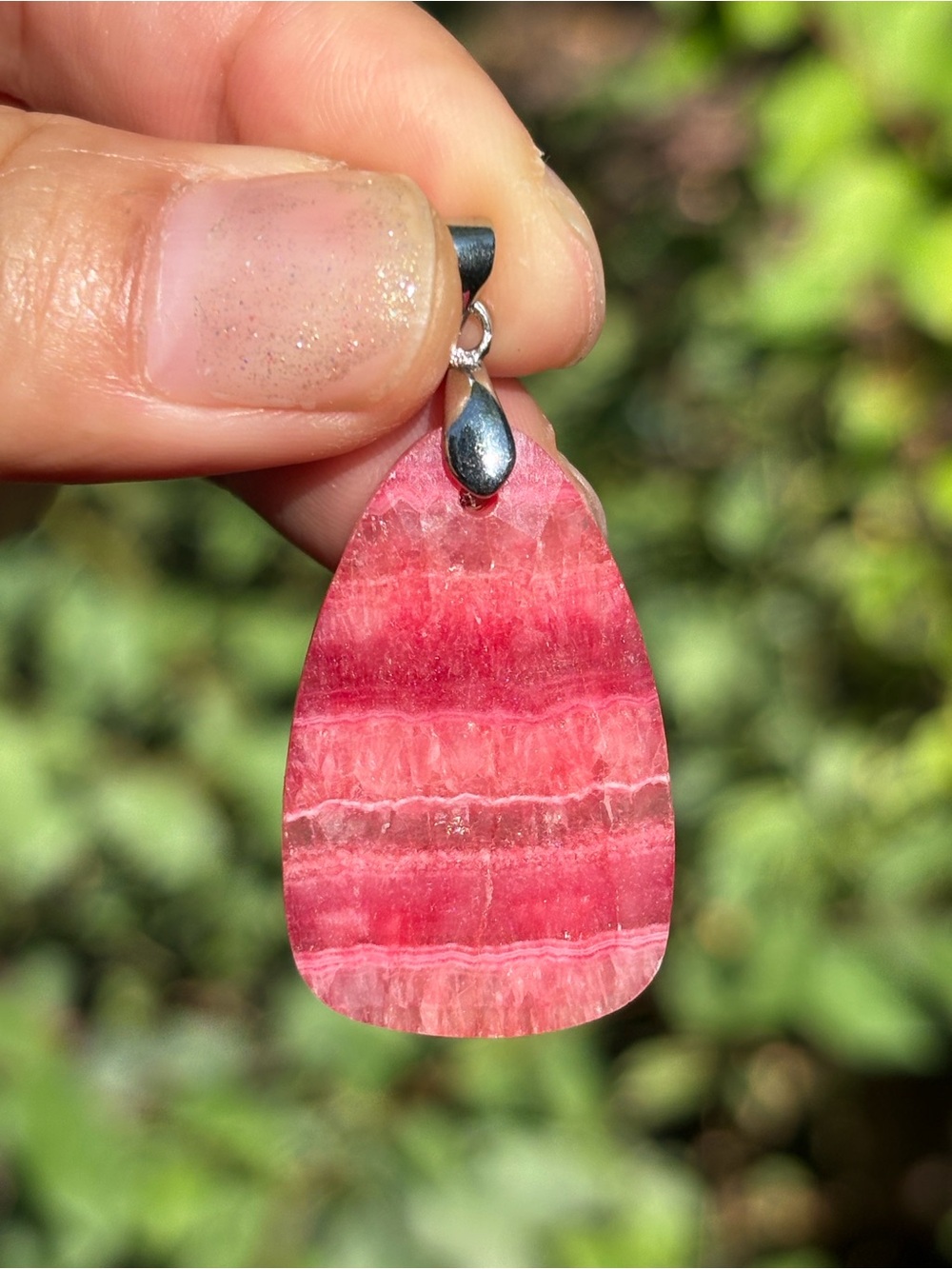 Sterling Silver 925 Faceted Rhodochrosite Pendant 2571 - Picture 2 of 5